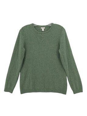 LL BEAN Women's Green Classic Cashmere Sweater Pullover EUC Size MEDIUM